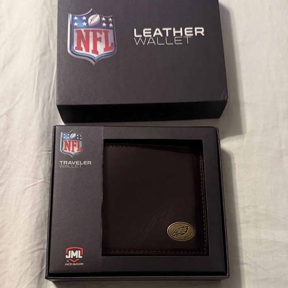 Jack Mason Brand NFL Leather Wallet Box - Black